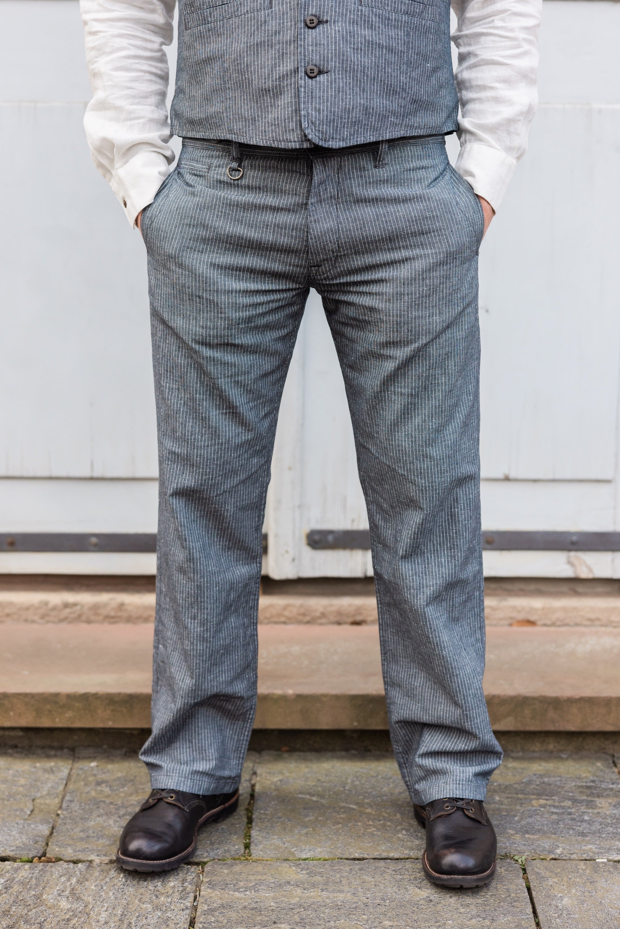 1942 Hunting Pant Grey Striped Linen