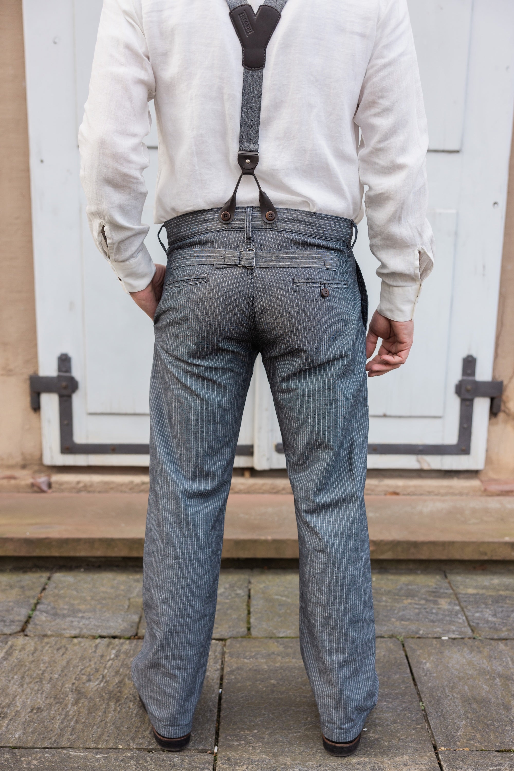 1942 Hunting Pant Grey Striped Linen