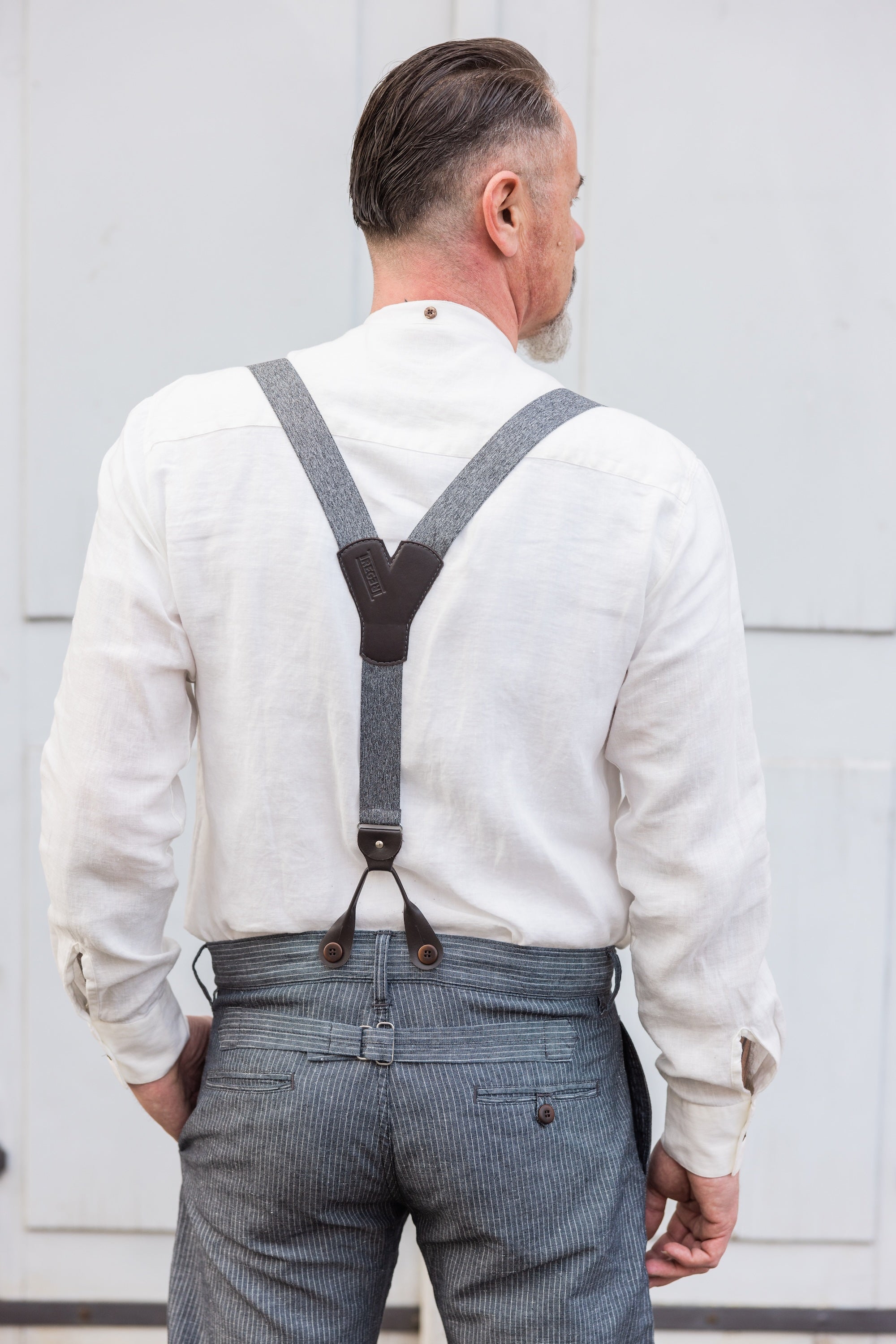 1942 Hunting Pant Grey Striped Linen