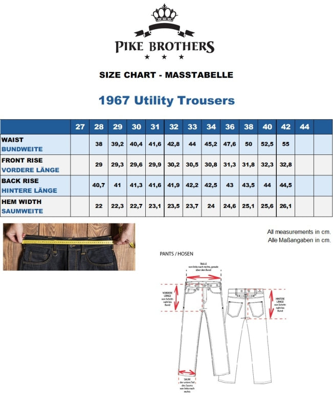 1967er Utility Trousers Blue Wabash Rinsed